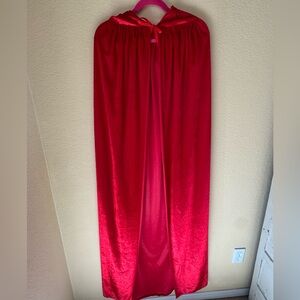 Red Velvet Hooded Tied Cape Size Large